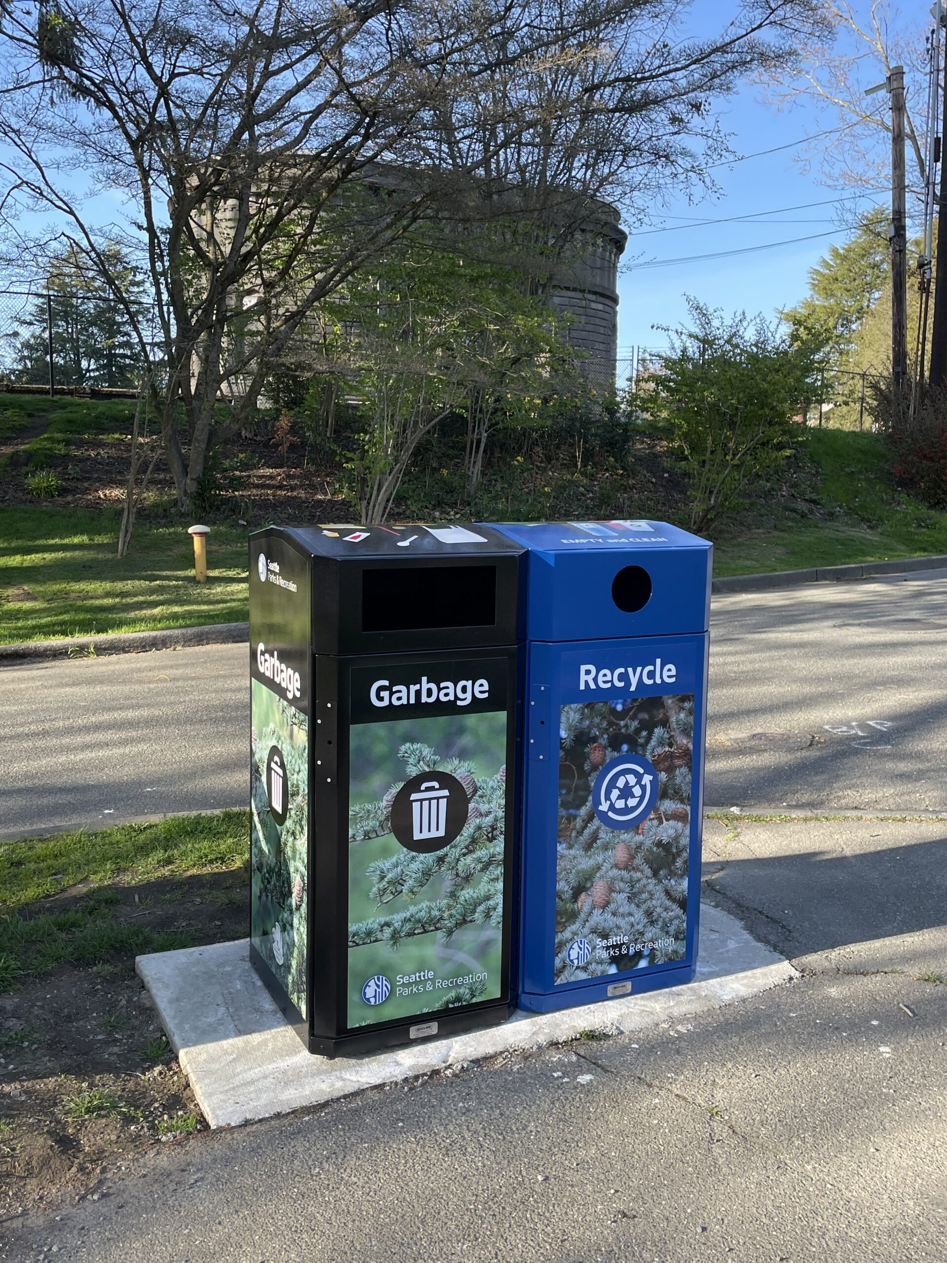 New Trash and Recycling Cans